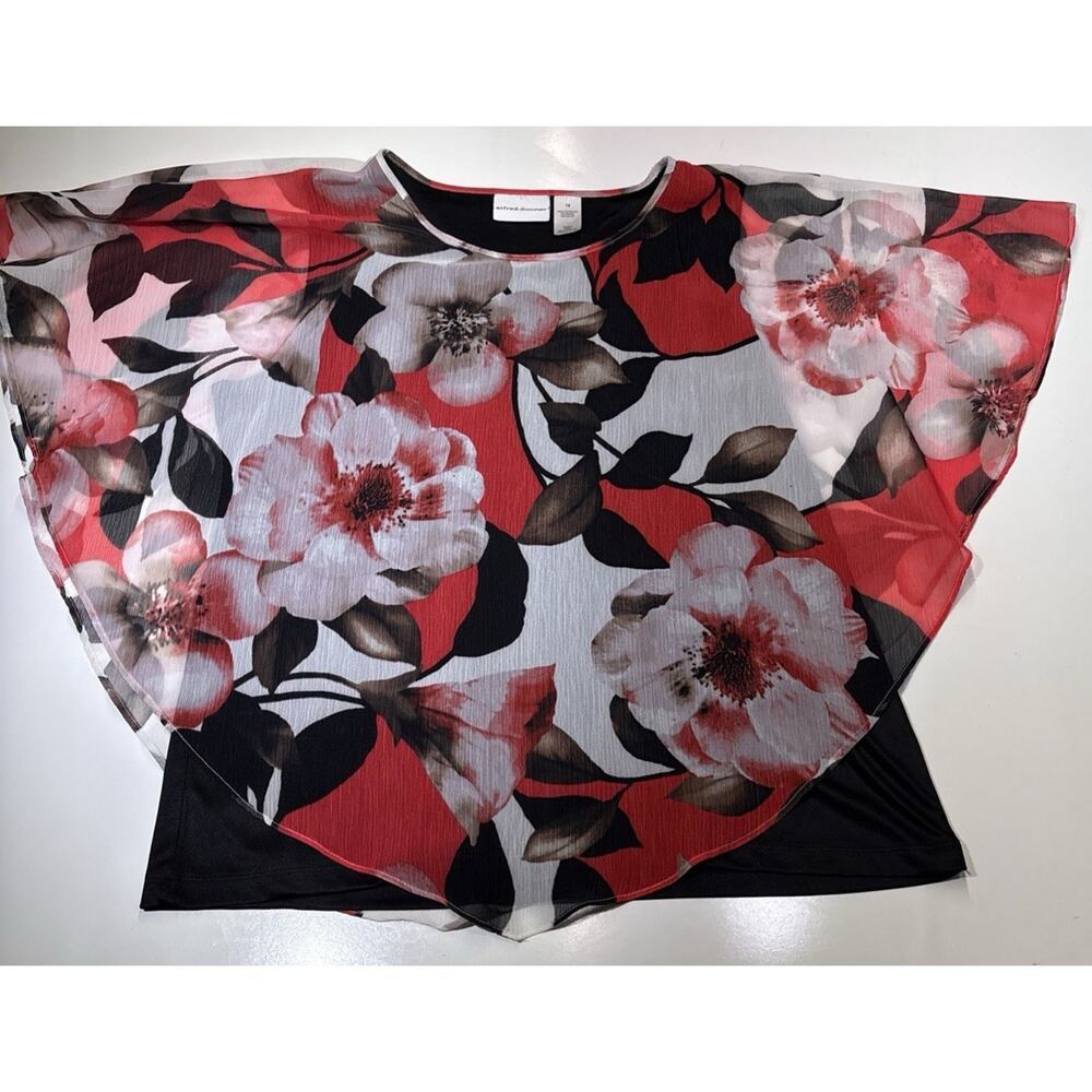 Alfred Dunner Petite women's sleeveless top with a sheer floral overlay Size 18